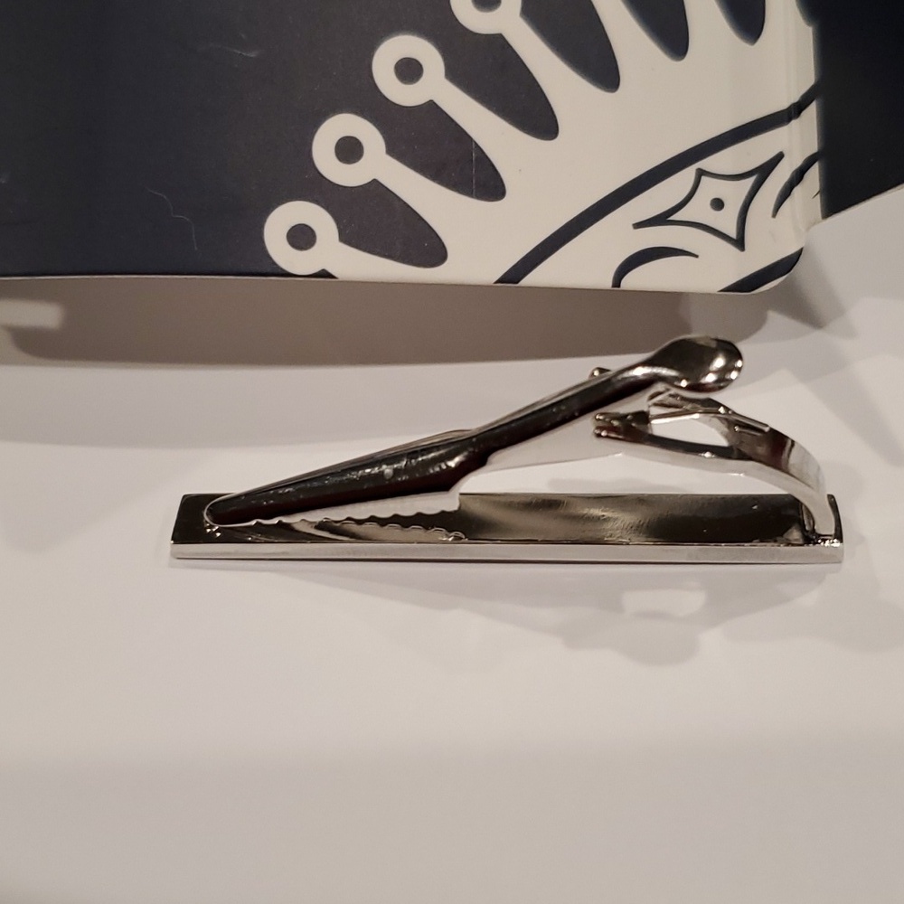 ⚜️ NIB SILVER TONE TIE BAR - Picture 6 of 8